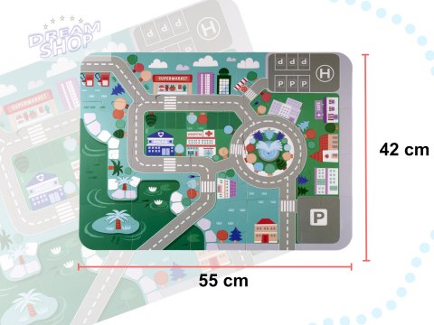 Klocki drewniane edukacyjne miasto 100el. + puzzle