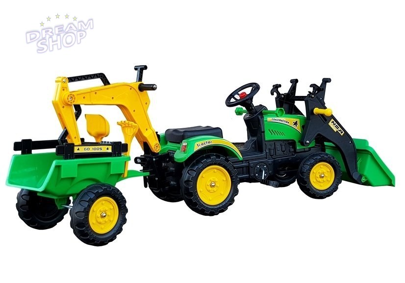 Traktor z Przyczepą i Łyżką Koparka Benson Zielony Traktor z Przyczepą i Łyżką Koparka Benson Zielony