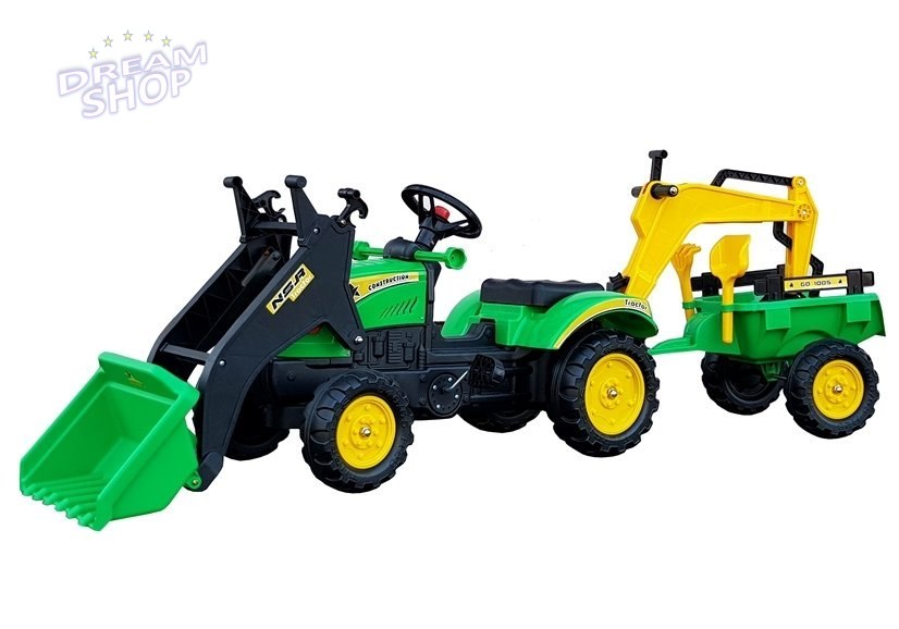 Traktor z Przyczepą i Łyżką Koparka Benson Zielony Traktor z Przyczepą i Łyżką Koparka Benson Zielony