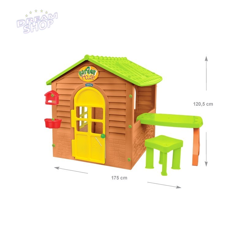 MOCHTOYS Domek Ogrodowy ze Stolikiem i Krzesełkiem Otwierane Okna Drzwi Karmnik Doniczka MOCHTOYS Domek Ogrodowy ze Stolikiem i Krzesełkiem Otwierane Okna Drzwi Karmnik Doniczka