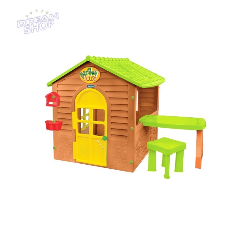 MOCHTOYS Domek Ogrodowy ze Stolikiem i Krzesełkiem Otwierane Okna Drzwi Karmnik Doniczka MOCHTOYS Domek Ogrodowy ze Stolikiem i Krzesełkiem Otwierane Okna Drzwi Karmnik Doniczka