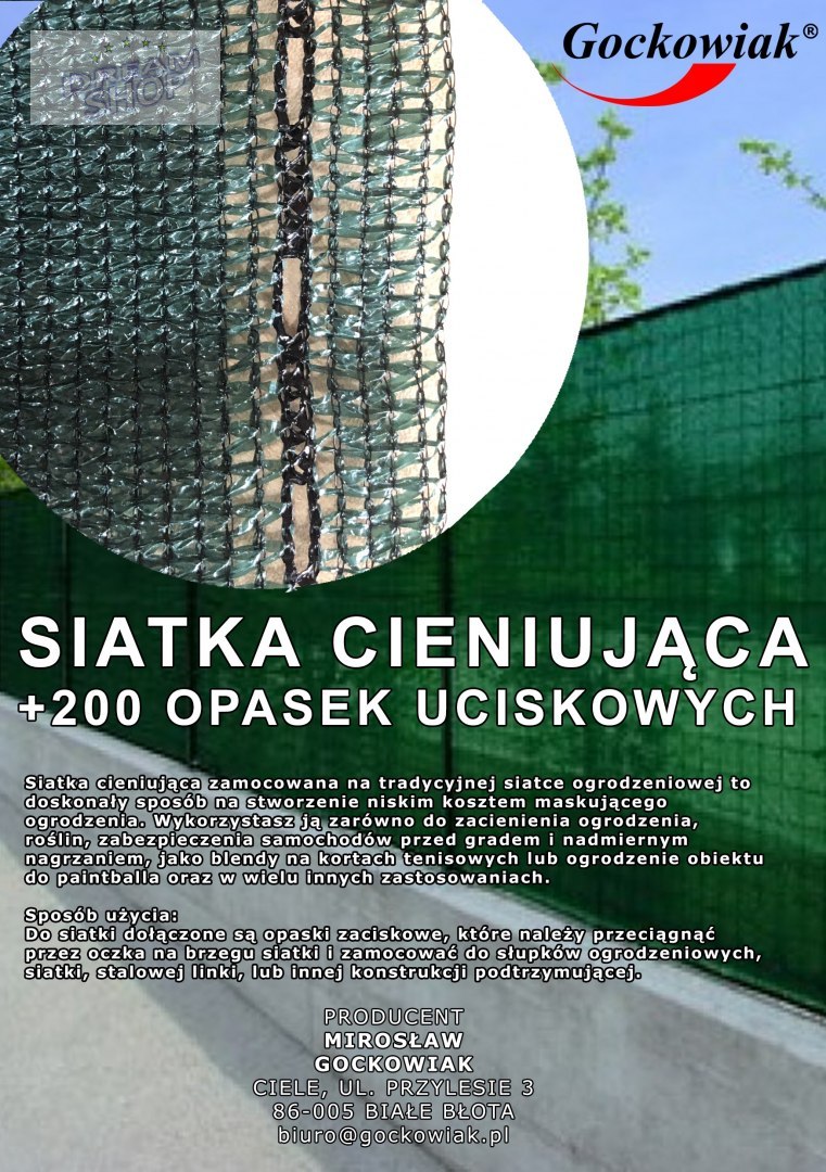 Siatka cieniująca 180g 1,5X50m szara Siatka cieniująca 180g 1,5X50m szara