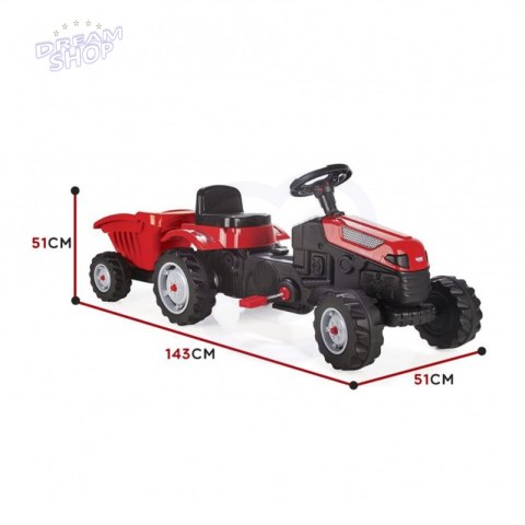 WOOPIE Traktor MAXI na pedały z przyczepą Czerwony WOOPIE Traktor MAXI na pedały z przyczepą Czerwony