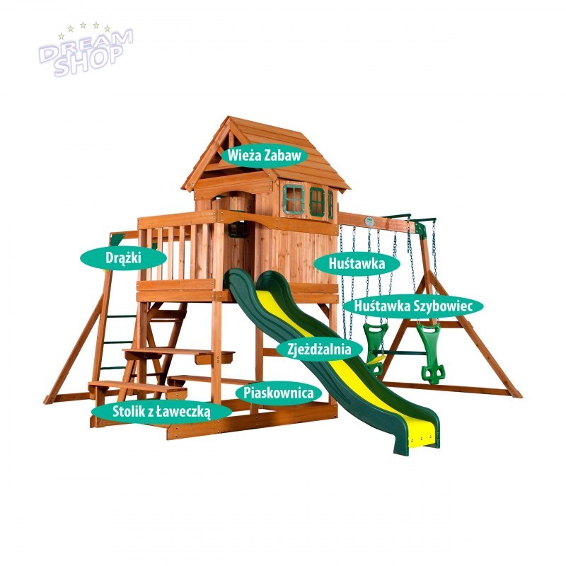 Backyard Discovery Springboro drewniany plac zabaw 7w1 wykonany z drewna cedrowego Backyard Discovery Springboro drewniany plac zabaw 7w1 wykonany z drewna cedrowego