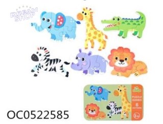 Układanka puzzle w puszcze zwierzątka safari 6szt.