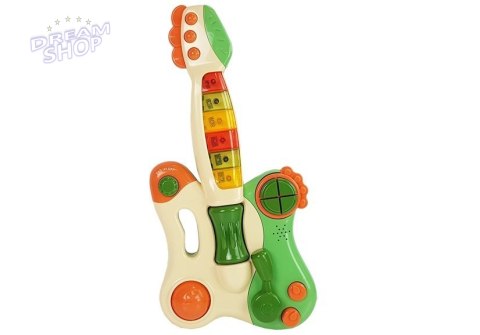 Interaktywna Gitara Pianinko Dla Dzieci Dźwięk Światło Zielona Interaktywna Gitara Pianinko Dla Dzieci Dźwięk Światło Zielona