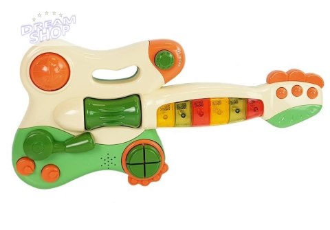 Interaktywna Gitara Pianinko Dla Dzieci Dźwięk Światło Zielona Interaktywna Gitara Pianinko Dla Dzieci Dźwięk Światło Zielona