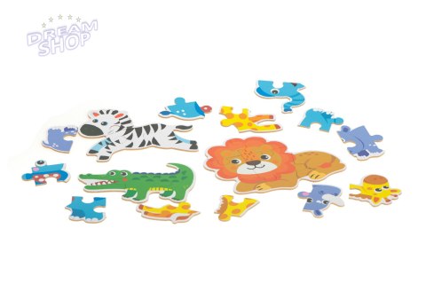 Układanka puzzle w puszcze zwierzątka safari 6szt.