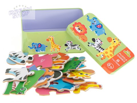 Układanka puzzle w puszcze zwierzątka safari 6szt.