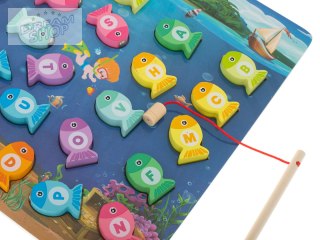Puzzle drewiane magnetyczne łowienie rybek literki