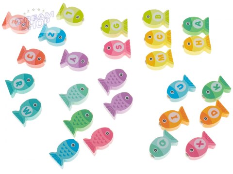 Puzzle drewiane magnetyczne łowienie rybek literki Puzzle drewiane magnetyczne łowienie rybek literki