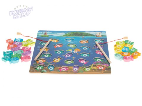 Puzzle drewiane magnetyczne łowienie rybek literki Puzzle drewiane magnetyczne łowienie rybek literki
