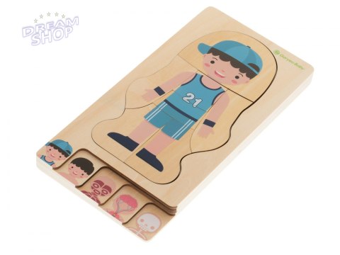 Puzzle drewniane ciało anatomia chłopczyk