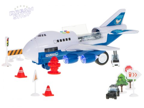 Samolot transporter z autami policja bok/przód Samolot transporter z autami policja bok/przód