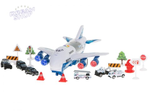 Samolot transporter z autami policja bok/przód Samolot transporter z autami policja bok/przód