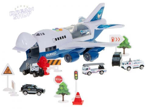 Samolot transporter z autami policja bok/przód Samolot transporter z autami policja bok/przód