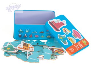 Układanka puzzle w puszce pojazdy 24 szt.