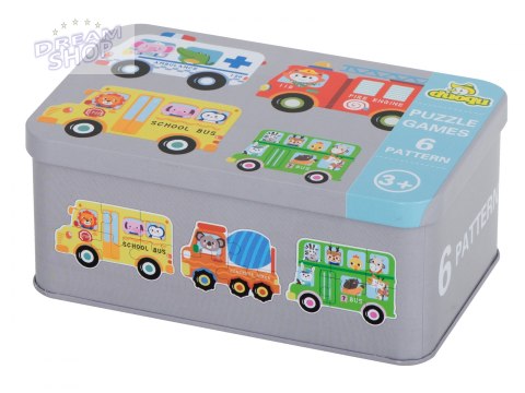 Układanka puzzle w puszce pojazdy 6szt.
