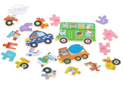 Układanka puzzle w puszce pojazdy 6szt.