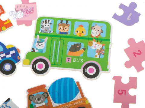 Układanka puzzle w puszce pojazdy 6szt.