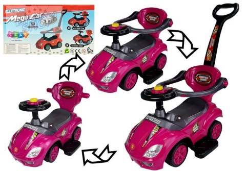 Jeździk z Pchaczem Mega Car 3w1 Różowy Jeździk z Pchaczem Mega Car 3w1 Różowy