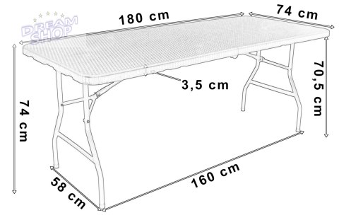 Zestaw cateringowy RATTAN stół 180cm + 2x ławka szary