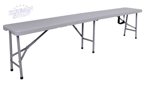 Zestaw cateringowy RATTAN stół 180cm + 2x ławka szary