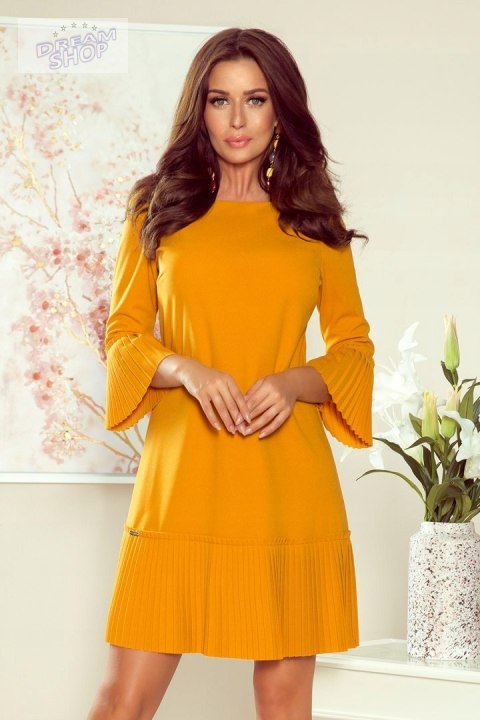 ELEGANCKA plisowana sukienka - MUSZTARDA ELEGANCKA plisowana sukienka - MUSZTARDA