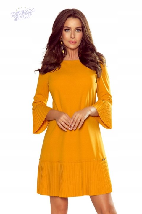 ELEGANCKA plisowana sukienka - MUSZTARDA ELEGANCKA plisowana sukienka - MUSZTARDA