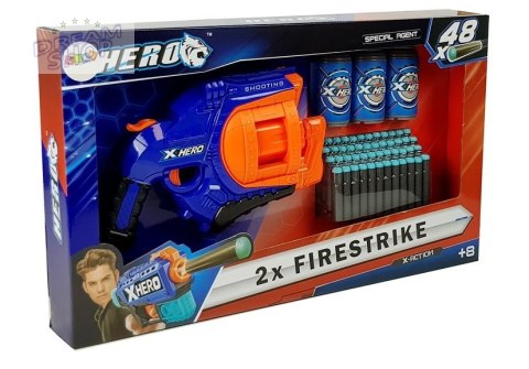 Pistolet na Piankowe Naboje 48 sztuk Obrotowy Magazynek Niebiesko- Pomarańczowy Pistolet na Piankowe Naboje 48 sztuk Obrotowy Magazynek Niebiesko- Pomarańczowy