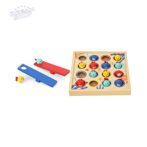Tooky Toy Gra dla Dzieci Drewniany Stół Latające Rybki 19 el.