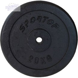 Obciążenie żeliwne czarne 20 kg Sportop fi26,5