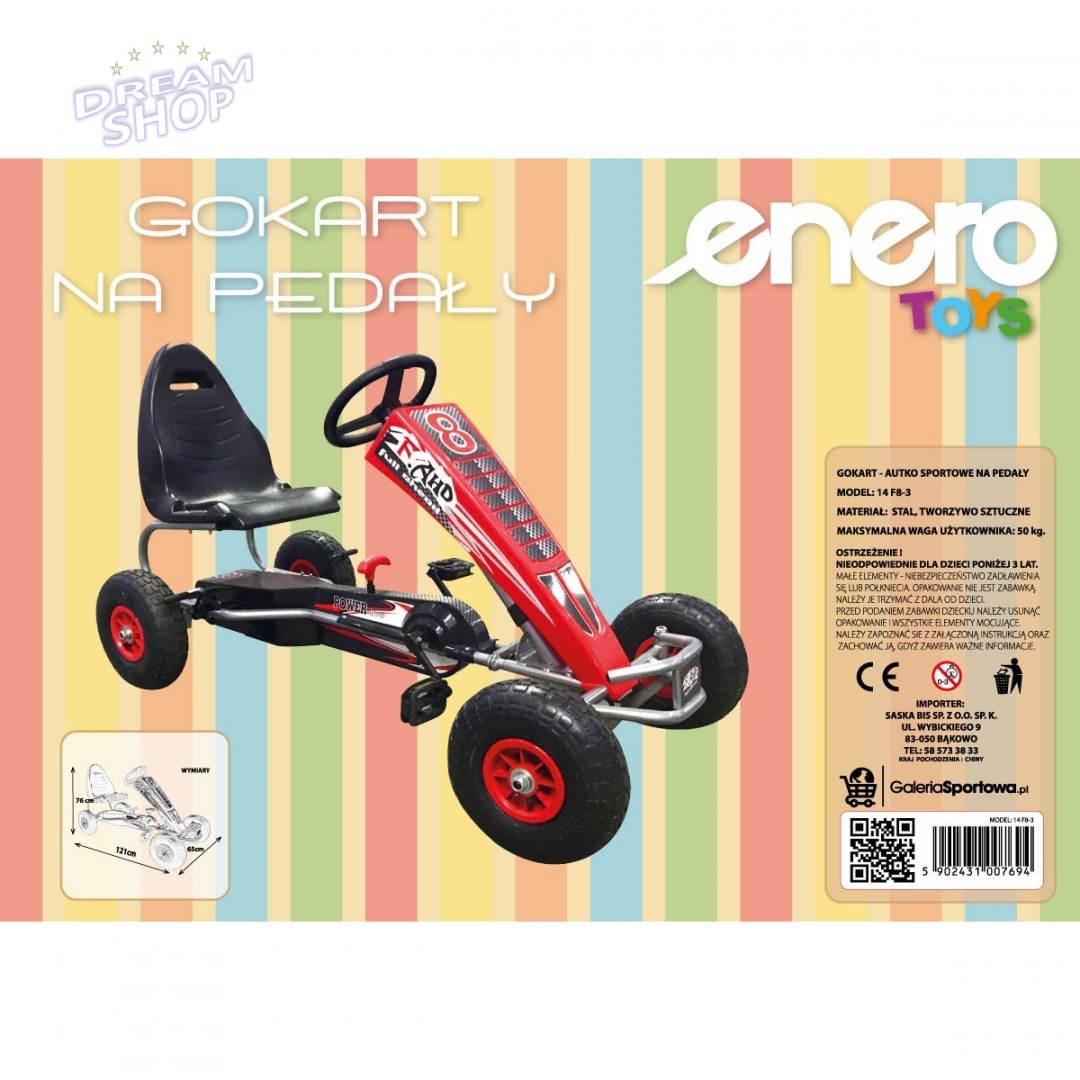 Gokart sportowy Enero 14 czerwony Gokart sportowy Enero 14 czerwony