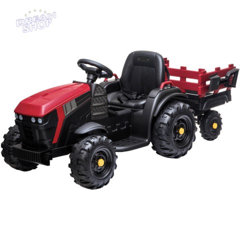 Traktor elektryczny z przyczepą czerwono czarny 1033075 Traktor elektryczny z przyczepą czerwono czarny 1033075