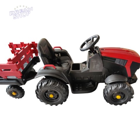 Traktor elektryczny z przyczepą czerwono czarny 1033075 Traktor elektryczny z przyczepą czerwono czarny 1033075
