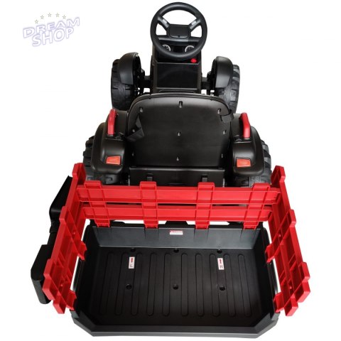 Traktor elektryczny z przyczepą czerwono czarny 1033075 Traktor elektryczny z przyczepą czerwono czarny 1033075