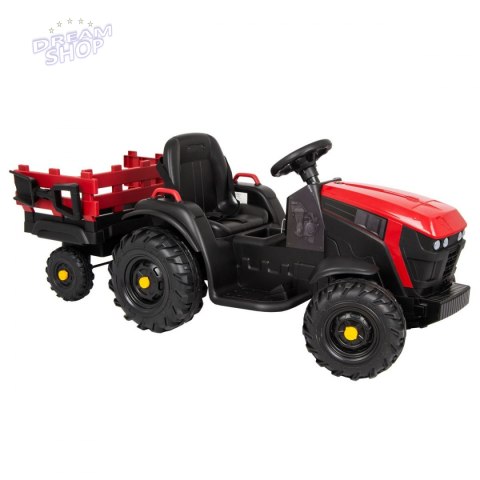 Traktor elektryczny z przyczepą czerwono czarny 1033075 Traktor elektryczny z przyczepą czerwono czarny 1033075