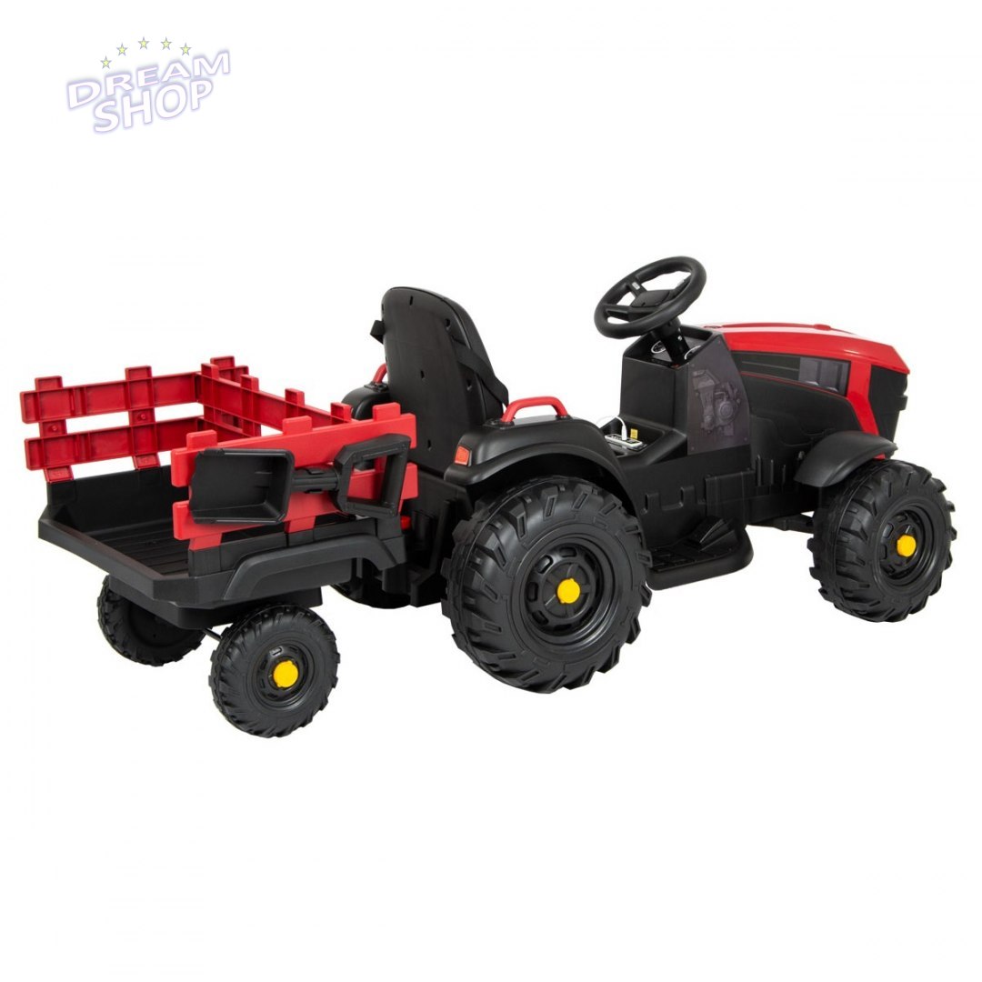 Traktor elektryczny z przyczepą czerwono czarny 1033075