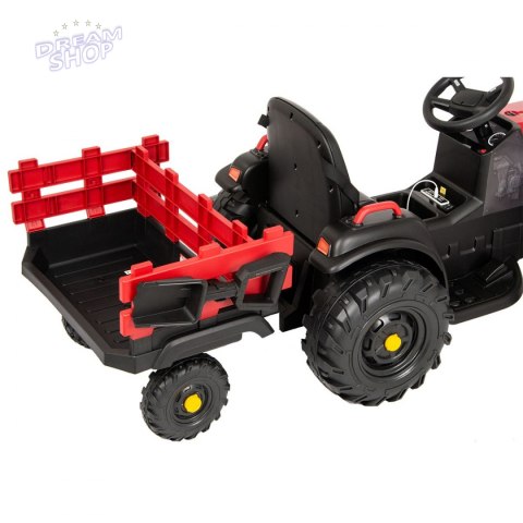 Traktor elektryczny z przyczepą czerwono czarny 1033075 Traktor elektryczny z przyczepą czerwono czarny 1033075