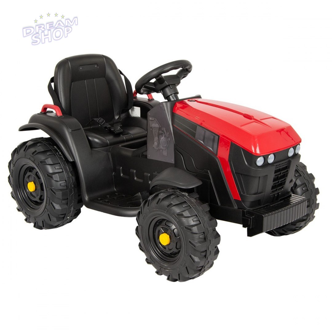 Traktor elektryczny z przyczepą czerwono czarny 1033075