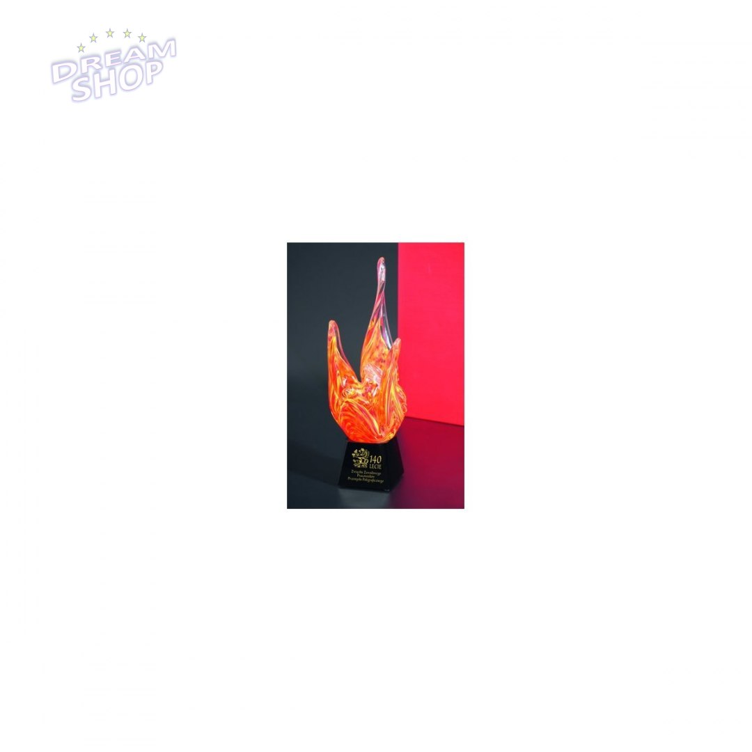 Trofeum Szklane -Ogień Z Grawerem + Wypełnienie Farbą