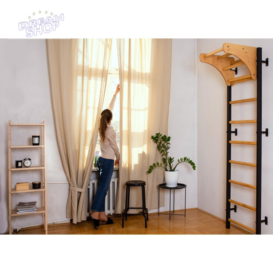 Drabinka gimnastyczna drewniano metalowa na 6 uchwytów z drewnianym drążkiem 310B PB210B Drabinka gimnastyczna drewniano metalowa na 6 uchwytów z drewnianym drążkiem 310B PB210B