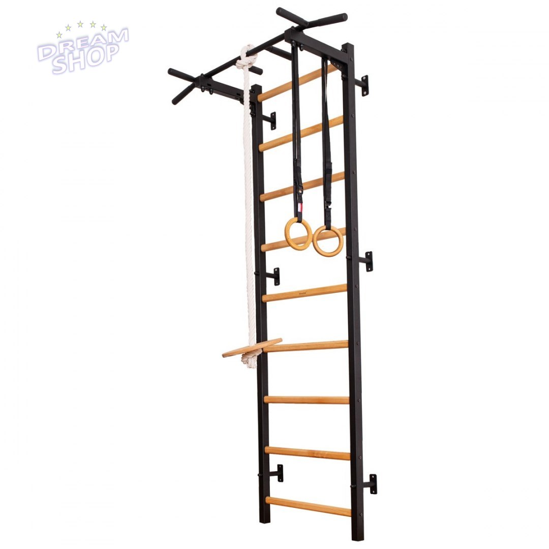 Drabinka gimnastyczna drewniano metalowa z metalowym drążkiem i akcesoriami BenchK 311B A076 Drabinka gimnastyczna drewniano metalowa z metalowym drążkiem i akcesoriami BenchK 311B A076