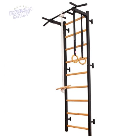 Drabinka gimnastyczna drewniano metalowa z metalowym drążkiem i akcesoriami BenchK 311B A076 Drabinka gimnastyczna drewniano metalowa z metalowym drążkiem i akcesoriami BenchK 311B A076