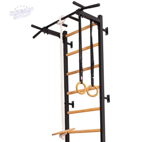 Drabinka gimnastyczna drewniano metalowa z metalowym drążkiem i akcesoriami BenchK 311B A076 Drabinka gimnastyczna drewniano metalowa z metalowym drążkiem i akcesoriami BenchK 311B A076