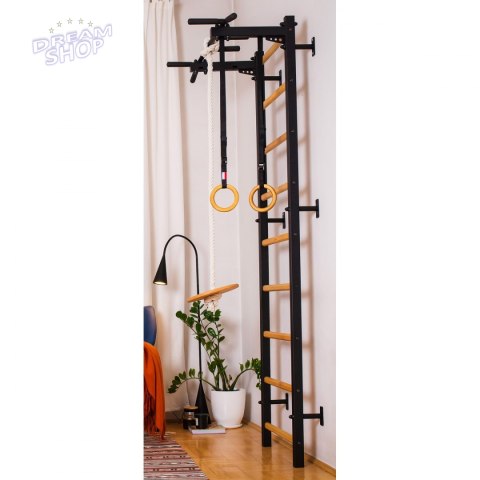 Drabinka gimnastyczna drewniano metalowa z metalowym drążkiem i akcesoriami BenchK 311B A076 Drabinka gimnastyczna drewniano metalowa z metalowym drążkiem i akcesoriami BenchK 311B A076