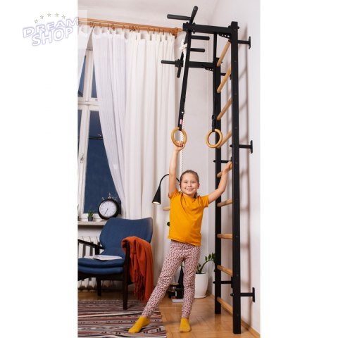 Drabinka gimnastyczna drewniano metalowa z metalowym drążkiem i akcesoriami BenchK 311B A076 Drabinka gimnastyczna drewniano metalowa z metalowym drążkiem i akcesoriami BenchK 311B A076