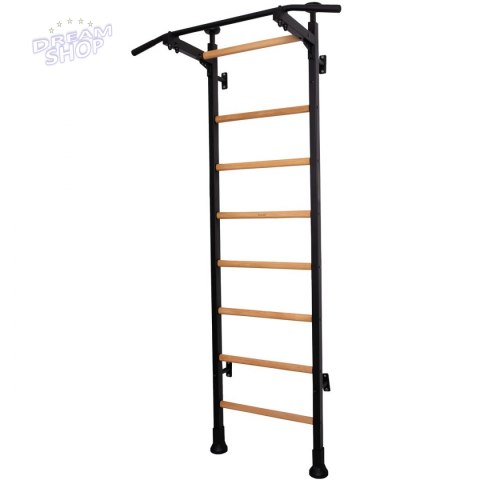 Rozporowa drabinka gimnastyczna drewniano metalowa z metalowym drążkiem w kolorze dębu BenchK 511 Rozporowa drabinka gimnastyczna drewniano metalowa z metalowym drążkiem w kolorze dębu BenchK 511