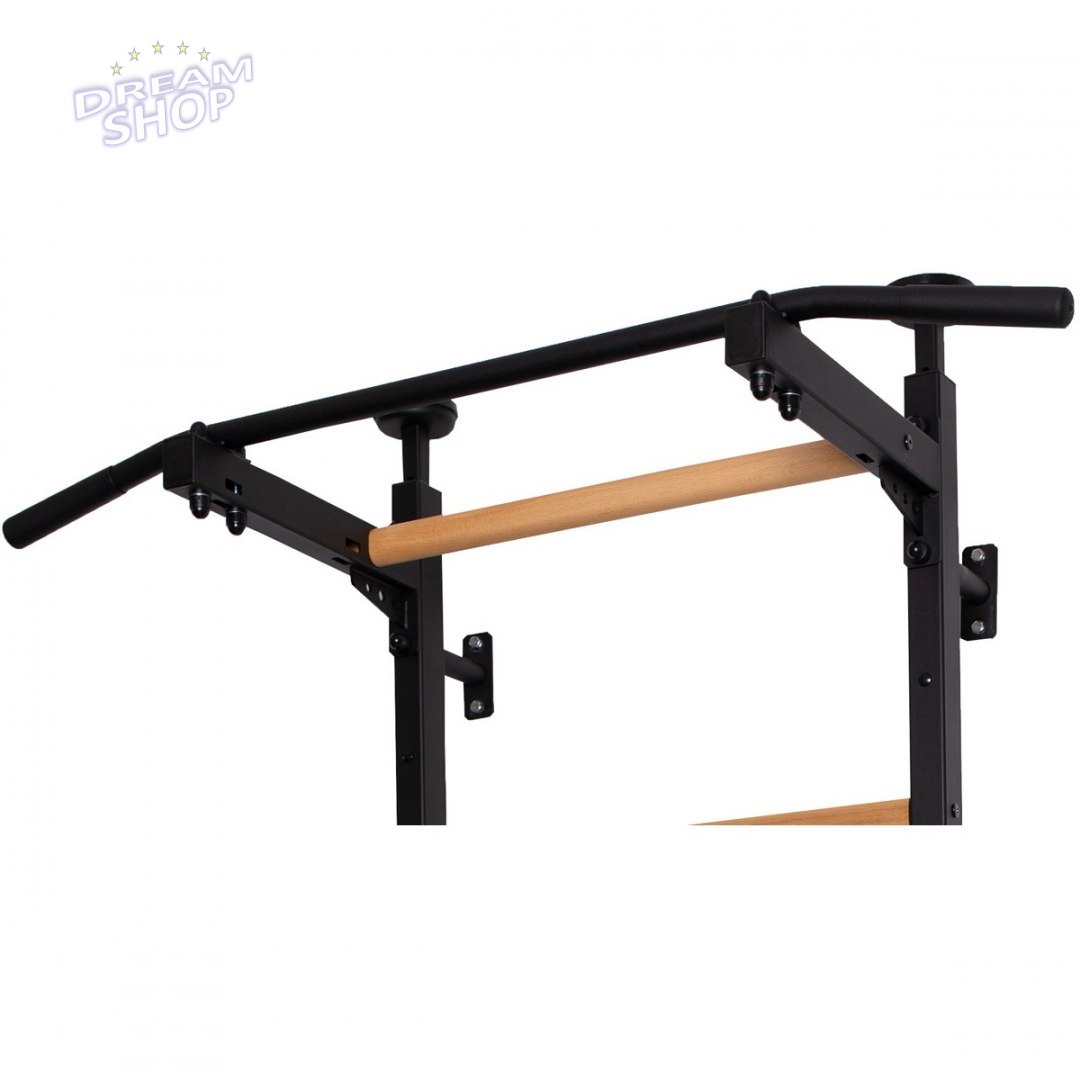 Rozporowa drabinka gimnastyczna drewniano metalowa z metalowym drążkiem w kolorze dębu BenchK 511 Rozporowa drabinka gimnastyczna drewniano metalowa z metalowym drążkiem w kolorze dębu BenchK 511