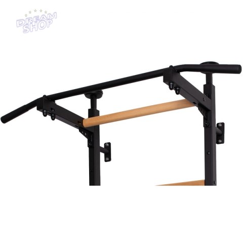 Rozporowa drabinka gimnastyczna drewniano metalowa z metalowym drążkiem w kolorze dębu BenchK 511 Rozporowa drabinka gimnastyczna drewniano metalowa z metalowym drążkiem w kolorze dębu BenchK 511